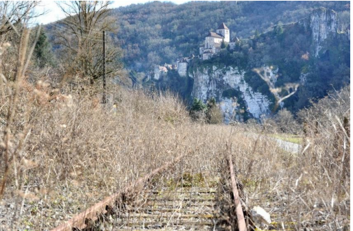 Ruban vert contre chemin de fer