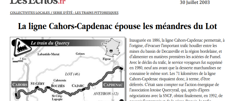 Quercyrail Les Echos